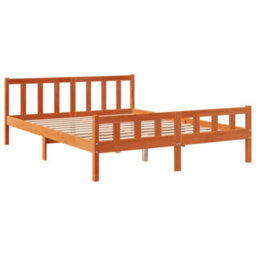 Berkfield Bed Frame With Headboard Wax Brown 150X200 Cm King Size Solid Wood Pine - thumbnail 3