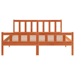 Berkfield Bed Frame With Headboard Wax Brown 150X200 Cm King Size Solid Wood Pine - thumbnail 4