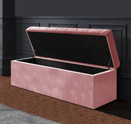 90Cm Sd Ottoman Storage Box, Pink Velvet Upholstered Chesterfield Storage Ottoman Box - thumbnail 2