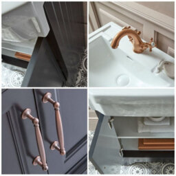 Homestylestore Black Grey 570mm Bathroom Vanity Unit And Oil Rubbed Bronze T Bar Handles - thumbnail 2