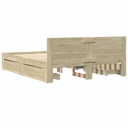 Berkfield Bed Frame With Headboard Without Mattress Sonoma Oak 150X200 Cm King Size - thumbnail 7