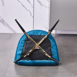 Life Interiors Single Blue Vittorio Velvet Dining Chair With Black Metal Legs, Quilted Design Modern Accent Chair - thumbnail 6