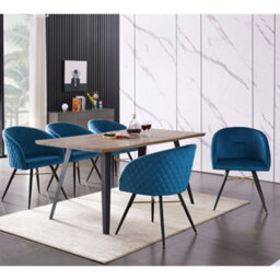 Life Interiors Single Blue Vittorio Velvet Dining Chair With Black Metal Legs, Quilted Design Modern Accent Chair - thumbnail 9