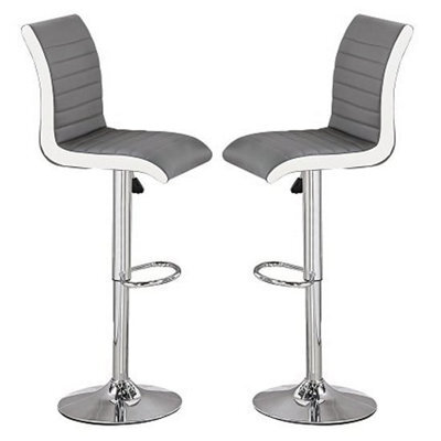 Furniture in Fashion Ritz Grey And White Faux Leather Bar Stools In Pair - image 1