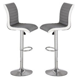 Furniture in Fashion Ritz Grey And White Faux Leather Bar Stools In Pair - thumbnail 1