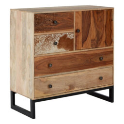 Orsina Boho Mango Wood Sideboard,matte Black Metallic Storage Media Unit,kitcehn Cabinet,lounge Display Cabinet - thumbnail 2