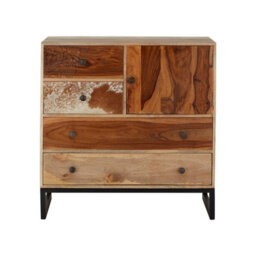 Orsina Boho Mango Wood Sideboard,matte Black Metallic Storage Media Unit,kitcehn Cabinet,lounge Display Cabinet