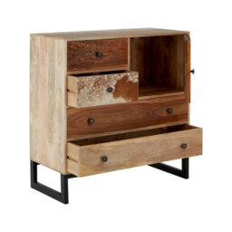 Orsina Boho Mango Wood Sideboard,matte Black Metallic Storage Media Unit,kitcehn Cabinet,lounge Display Cabinet - thumbnail 6