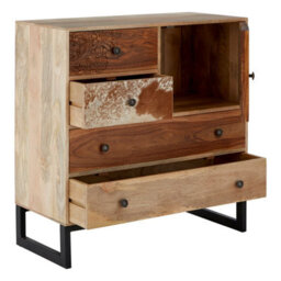 Orsina Boho Mango Wood Sideboard,matte Black Metallic Storage Media Unit,kitcehn Cabinet,lounge Display Cabinet - thumbnail 5