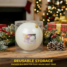 Shatchi 25Cm White Glossy Christmas Bauble - Premium Bauble & Home Décor Ornament - thumbnail 3