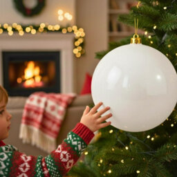 Shatchi 25Cm White Glossy Christmas Bauble - Premium Bauble & Home Décor Ornament - thumbnail 7