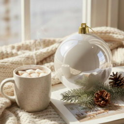 Shatchi 25Cm White Glossy Christmas Bauble - Premium Bauble & Home Décor Ornament - thumbnail 2
