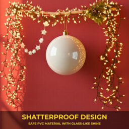Shatchi 25Cm White Glossy Christmas Bauble - Premium Bauble & Home Décor Ornament - thumbnail 5
