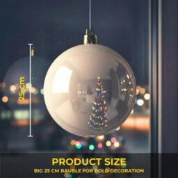 Shatchi 25Cm White Glossy Christmas Bauble - Premium Bauble & Home Décor Ornament - thumbnail 6
