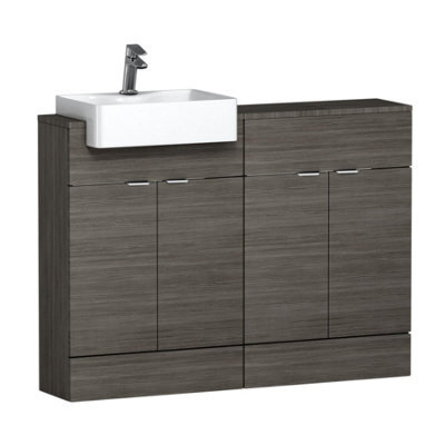 Royal Bathrooms Elena 1200mm Floor Standing Bathroom Vanity Sink Unit Grey Elm 4 Door With Semi Recessed Basin - image 1