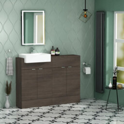 Royal Bathrooms Elena 1200mm Floor Standing Bathroom Vanity Sink Unit Grey Elm 4 Door With Semi Recessed Basin - thumbnail 5