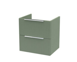 Hudson Reed Fluted 500mm Wall Hung 2-Drawer Unit-Satin Green