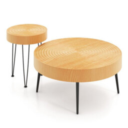 Costway Set Of 2 Round Nesting Coffee Table Solid Wood Accent Stacking Boho Side Tables - thumbnail 2