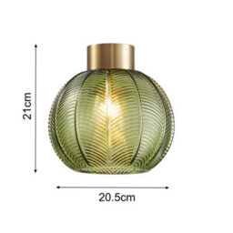 "Britalia Antique Gold & Green Ribbed Glass Vintage Retro Easy Fit Globe Dome Pendant Shade - 20.5Cm Diameter (8"") - None Electric Shade" - thumbnail 5