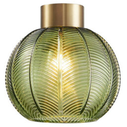"Britalia Antique Gold & Green Ribbed Glass Vintage Retro Easy Fit Globe Dome Pendant Shade - 20.5Cm Diameter (8"") - None Electric Shade"
