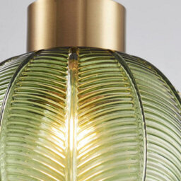 "Britalia Antique Gold & Green Ribbed Glass Vintage Retro Easy Fit Globe Dome Pendant Shade - 20.5Cm Diameter (8"") - None Electric Shade" - thumbnail 2
