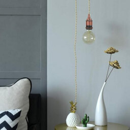 Industrial E27 Max 60W Pendant Light Fitting Set 1/2In Knob Switched 105mm Lamp Holder Rose Gold Screw Vintage Light Bulb Socket - thumbnail 3