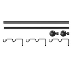 GoodHome Kimlos Gloss Black Nickel Effect Extendable Ball Single Curtain Pole Set, (L)2000mm-3300mm (Dia)28mm - thumbnail 2