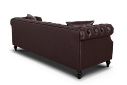 Chesterfield Sofa In Faux Leather Brown 3 Seater Sofa - thumbnail 6