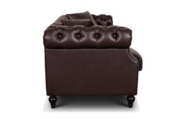 Chesterfield Sofa In Faux Leather Brown 3 Seater Sofa - thumbnail 5