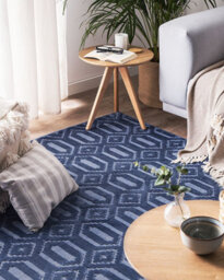 Beliani Rug Adatepe Navy Blue 160 X 230 Cm Viscose - thumbnail 2
