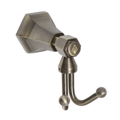 Homestylestore Aged Gold Art Deco Bathroom Wall Mounted Bath Robe Towel Hook Holder - image 1