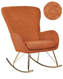Wyld And Coco Novacasa Rocking Chair In Orange Bouclé With Gold-Tone Metal Legs - thumbnail 3