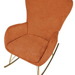 Wyld And Coco Novacasa Rocking Chair In Orange Bouclé With Gold-Tone Metal Legs - thumbnail 7