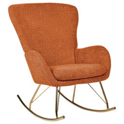 Wyld And Coco Novacasa Rocking Chair In Orange Bouclé With Gold-Tone Metal Legs - thumbnail 5