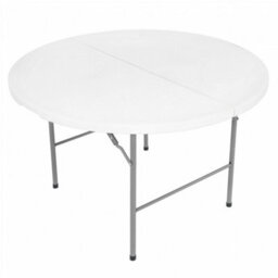 Oypla 4Ft 1.2M Round Folding Heavy Duty Outdoor Trestle Party Garden Table - thumbnail 1
