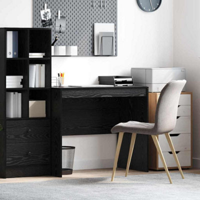 Berkfield Black Oak Writing Desk Black Oak Particle Board 90 X 50 X 76 Cm - image 1