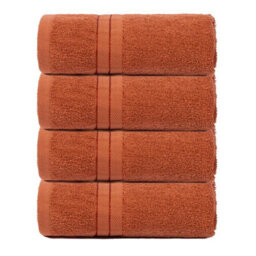 Ohs 4 Pack Of 100% Cotton Hand Towel, 50 X 80Cm - Burnt Orange