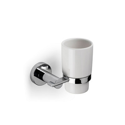 Croydex Flexi-Fix Metra Gloss Mirror Effect Ceramic Tumbler & Toothbrush Holder - image 1