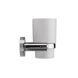 Croydex Flexi-Fix Metra Gloss Mirror Effect Ceramic Tumbler & Toothbrush Holder - thumbnail 5
