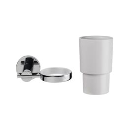 Croydex Flexi-Fix Metra Gloss Mirror Effect Ceramic Tumbler & Toothbrush Holder - thumbnail 3