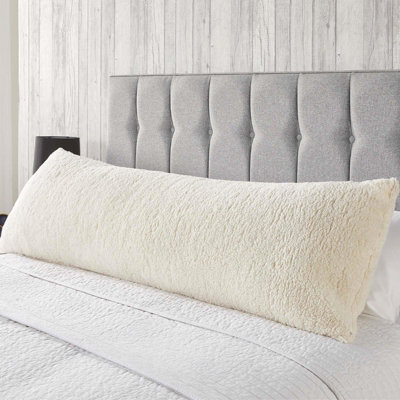 OHS Long Bolster Pillow Teddy Fleece Body Neck Pregnancy Support Cushion - image 1