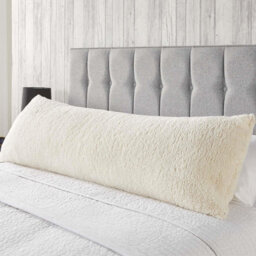 OHS Long Bolster Pillow Teddy Fleece Body Neck Pregnancy Support Cushion - thumbnail 1
