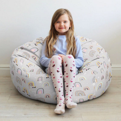 rucomfy Beanbags Rucomfy Indoor Rainbow And Star Pattern Kids Classic Bean Bag - Soft Comfortable Chair - image 1