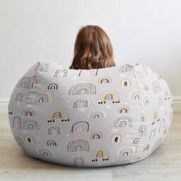 rucomfy Beanbags Rucomfy Indoor Rainbow And Star Pattern Kids Classic Bean Bag - Soft Comfortable Chair - thumbnail 2