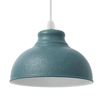 Cyan Blue Retro Metal Ceiling Lampshade With Textured Finish For Living Room Bedroom Or Hallway - image 1