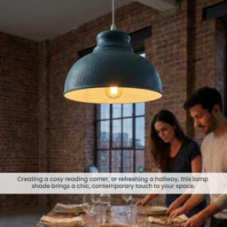 Cyan Blue Retro Metal Ceiling Lampshade With Textured Finish For Living Room Bedroom Or Hallway - thumbnail 5