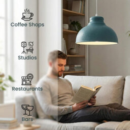 Cyan Blue Retro Metal Ceiling Lampshade With Textured Finish For Living Room Bedroom Or Hallway - thumbnail 6