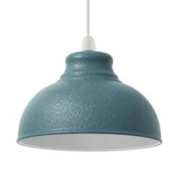 Cyan Blue Retro Metal Ceiling Lampshade With Textured Finish For Living Room Bedroom Or Hallway - thumbnail 1