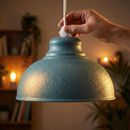 Cyan Blue Retro Metal Ceiling Lampshade With Textured Finish For Living Room Bedroom Or Hallway - thumbnail 4