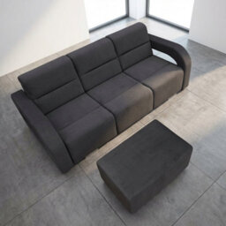 Aliss Sofa Bed With Pouffe Foam Filling Wave Springs Plastic Legs Wood Frame Loose Cushions 235X110X95 Grey